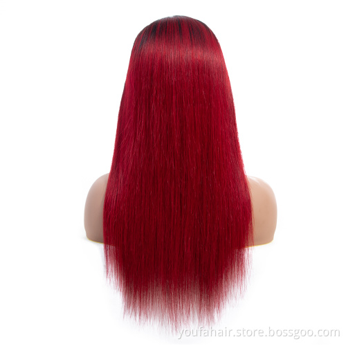 4x4 Lace Closure Human Hair Wigs Women HD Lace Pre Plucked 100% Virgin Wig Ombre 1b Burgundy 99j Human Hair Lace Wigs Straight